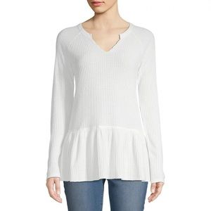 Time and Tru white  thermal long sleeve peplum